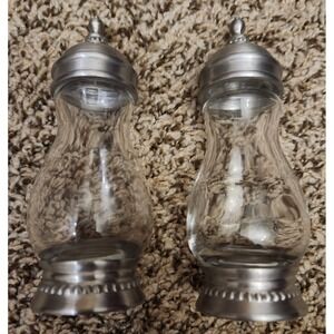 Southern Living at Home Astoria Salt & Pepper Shaker Set Brushed Silver & Glass